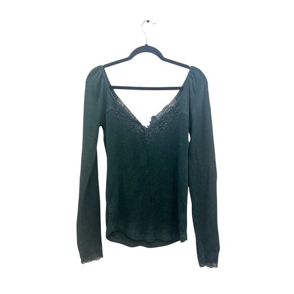 Free People To The West Green Blouse - Picture 3 of 5